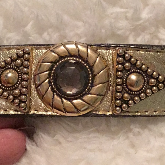 Fossil Brand Women/'s Metallic Knotted Woven Leather Jean Belt in Gold